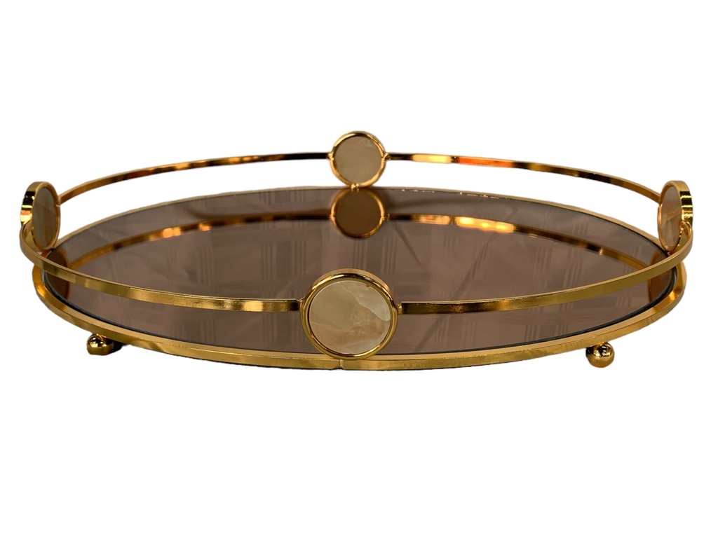 Tray 45x33cm Oval Gold With Bronze Mirror RVT2023-194