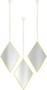 Mirror 3Pc Diamond Shaped With Gold Metal Chain Sd75-3