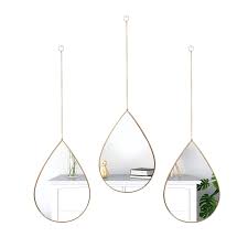 Mirror 3Pc Tear Drop Shaped With Gold Metal Chain Sd705-1