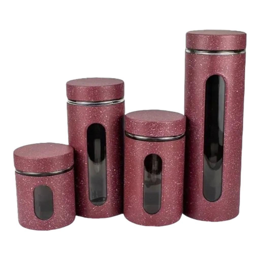 Cannister Set 4Pc Metal Dots Ch597
