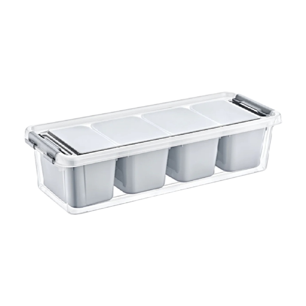 Container 3.5L 14x36.5x9cm 4 Compartment Grand Organiser Box Bpa Free Hobby Life 021066