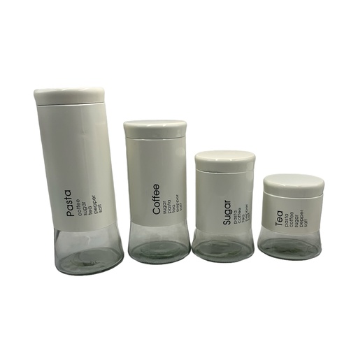 [AD25458] Cannister 4PC Set With Writing Glass/SS CH964/CH965