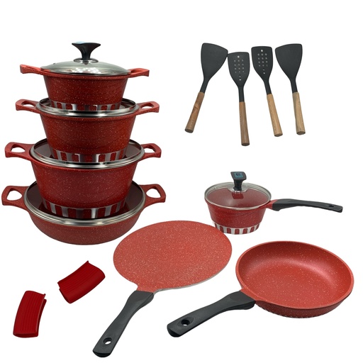 [AD25471] Pot Set 18pc Cresta Die-Cast Aluminium (Non-Stick) -PBI868