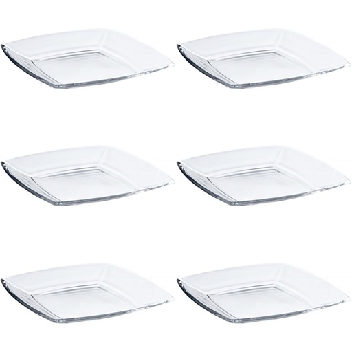 [AD25588] Plate 26x26cm 6pc Square Glass Clear - Tokio 54087