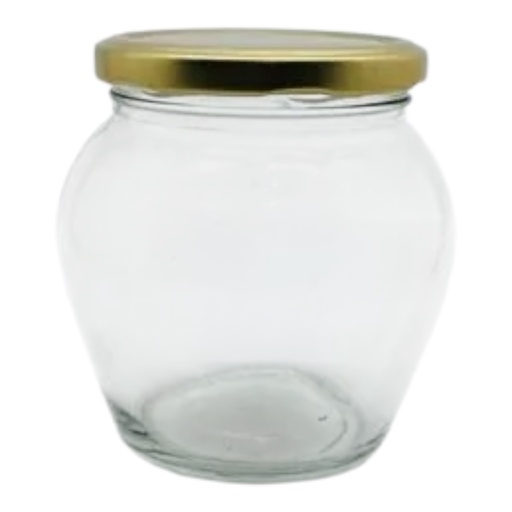 [AD25974] Jar 530ml Honey Glass Belly with Lid JAR141