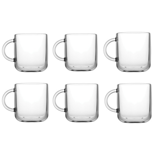 [AD26003] Iconic Mug 245ml 6pc Glass With Handles 55192