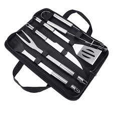 [AD26081] Braai Set 5Pc Set In Black Carry Case - 1Xtong - 1Xlifter - 1Xknife - 1Xmeat Fork - 1Xbrush