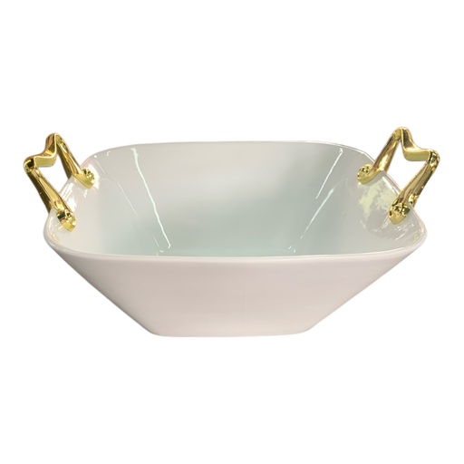 [AD26120] Bowl 30x28x14Cm Porcelain With Gold Handles BJ2408008