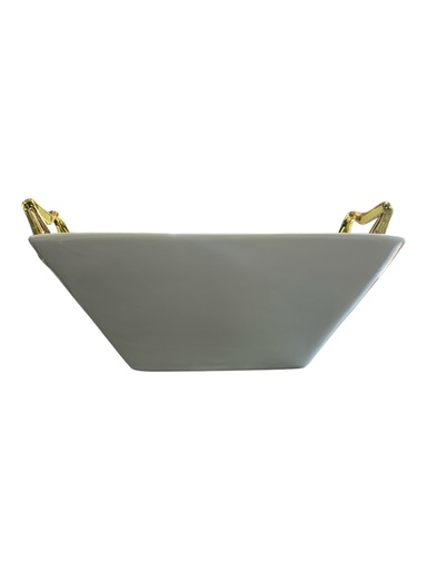 [AD26120] Bowl 30x28x14Cm Porcelain With Gold Handles BJ2408008