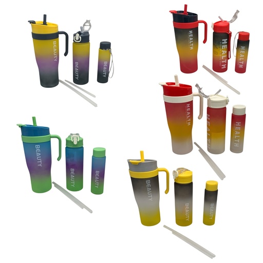 [AD26172] Travel Mug 1200ml Health Plastic Ass Color w/Straw ZLF