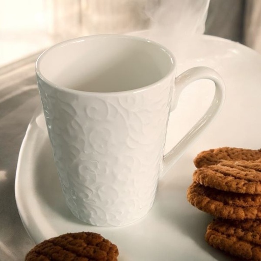 [AD26264] Mug Set 4pc 380ml Embossed White Porcelain Gift Pack - 1138