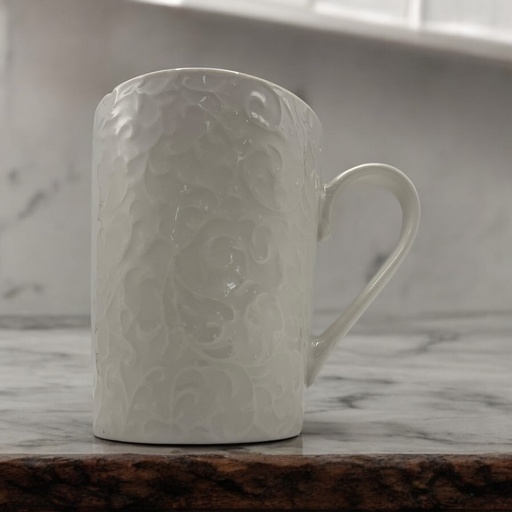 [AD26264] Mug Set 4pc 380ml Embossed White Porcelain Gift Pack - 1138