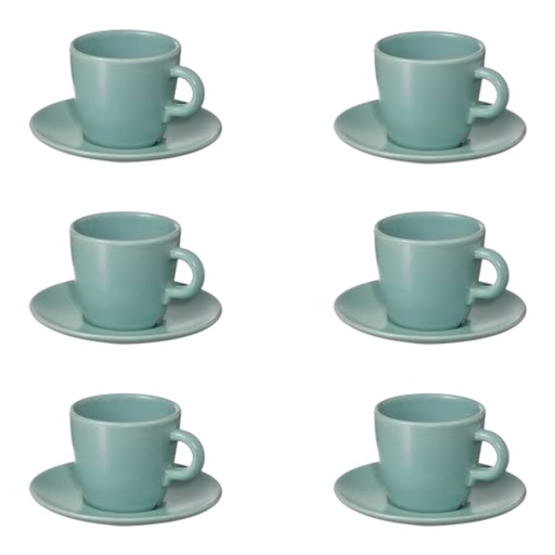 [AD26271] Cup & Saucer 250ml 12pc Set Stoneware - 1014