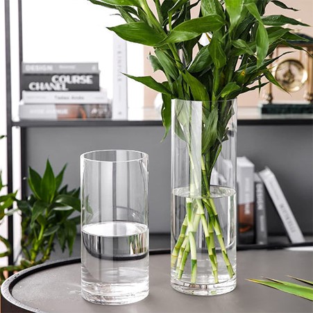 [AD26377] Glass Vase 40x25cm Cylinder Clear VAS2540