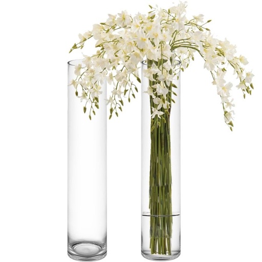 [AD26381] Glass Vase 40x10cm Cylinder Vase Clear VAS1040