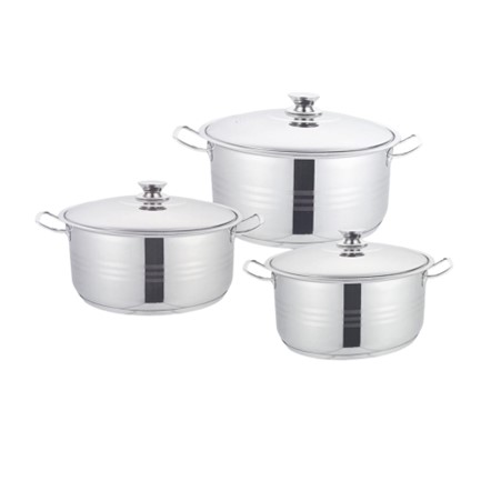 [AD26405] Stock Pot Set 6pc Stainless steel 6.8/8.6/10.5Lt Rolux RP-6030