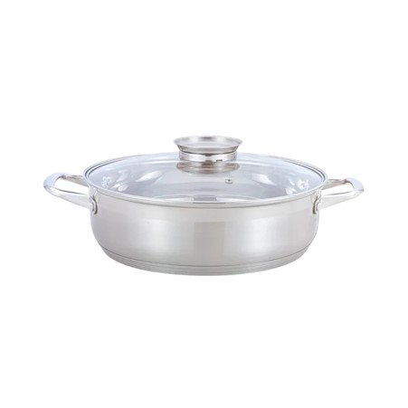 [AD26418] Pot 9.5Lt 34x10.5cm Stainless Steel Casserole With Glass Lid Rolux RP-3415