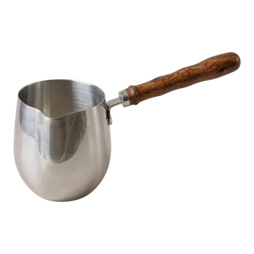 [AD26449] Milk Jug 300ml Stainless steel with Wooden Handle JF-194