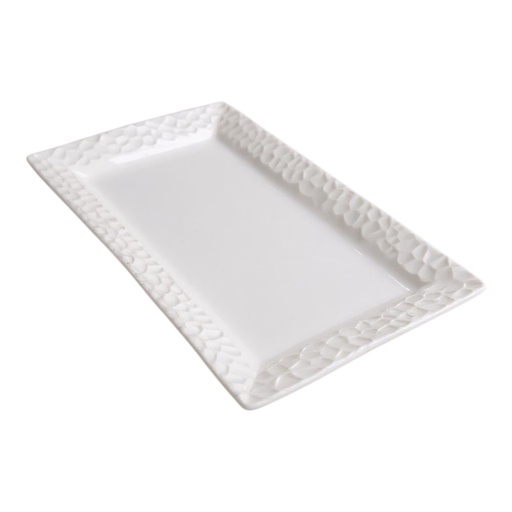 [AD26467] Platter 30x18cm Rectangular White Embossed 70121