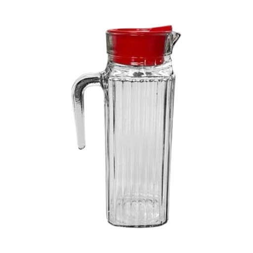 [AD26480] Water Jug 1.2Lt Square Fridge Clear with Red Lid 14954