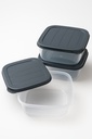[AD26502] Poly Box 3pc set 19x19x8cm 1.8lt Container Plastic With Lid E-773