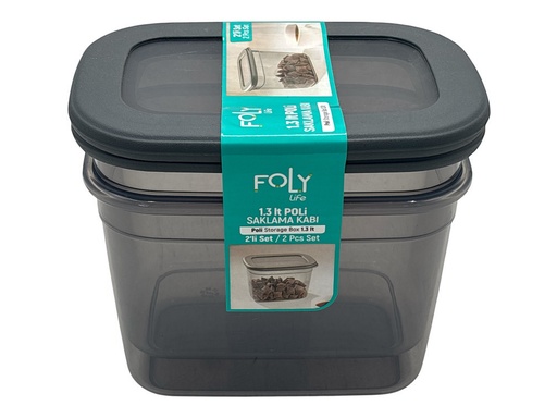 Storage Box 2pc Set 16.5x12x12cm 1.3lt food Container Plastic With Lid BNM-7758