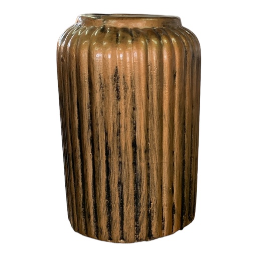 [HD3008] Vase AC 17.5X11Cm Louise Ribbed Bottle Metallic