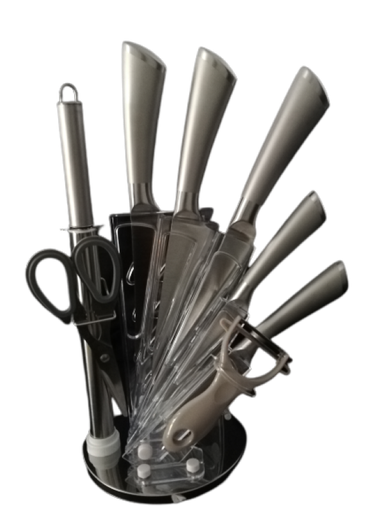 [CT598|SILVERK3005] Knife Set 9Pc W/Acrylic Block Gh