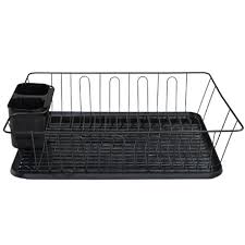 [RS86] Dish Rack 36X30.5X14.5Cm Steel With Black Tray A (694)nd Caddy Rh