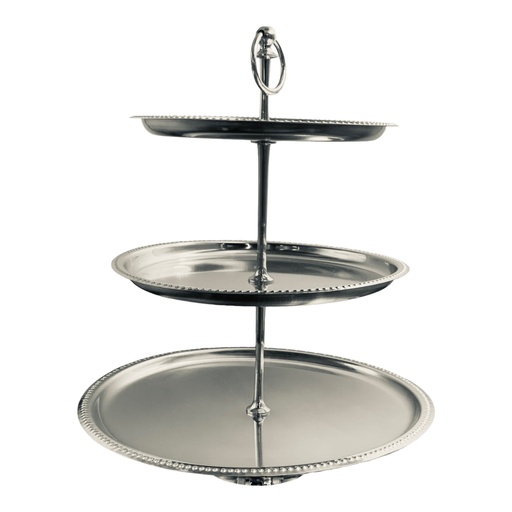 [SS289] Cake Stand 3T 39Hx32D Cm Round Stainless Steel With Dots 32/26/22Cm Erm1347