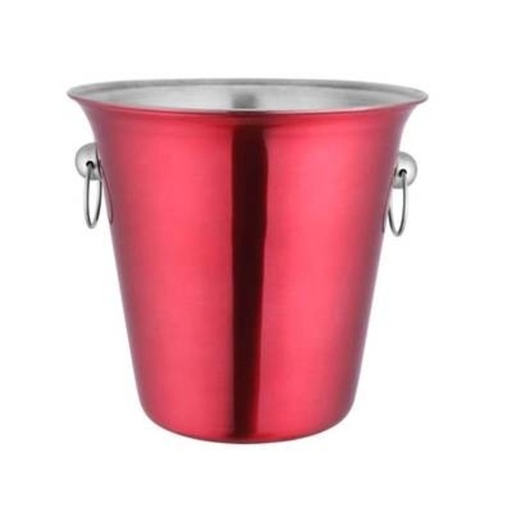 [SS437] Ice Bucket 21Hx22D Cm Red Stainless Steel With Knobs 16145/R