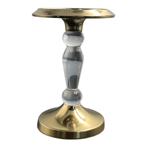 [SS498] Candle Holder 20Cm Clear Resin Stem With Gold Ga29454/L-Gd