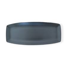 [D2185] Platter 36.5X15.5Cm Curve Ele Matt Black Continental China
