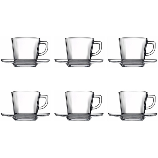 [GL1112] Carre Cup & Saucer 12pc 215cc Glass 95307