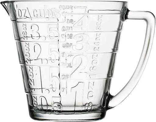 [GL1239] Measuring Jug 1L Glass Embossed 55172