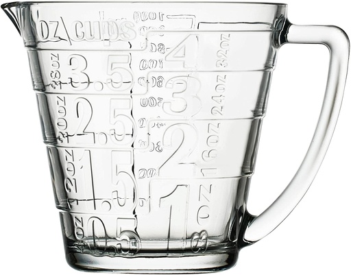 [GL1239] Measuring Jug 1L Glass Embossed 55172