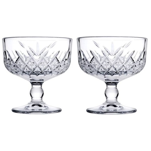 [GL1777] Timeless Ice Cream Cup 2pc 102.5mm Footed Cut Glass 440211