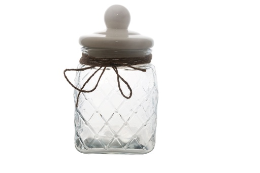 [GL1784] Jar W/Lid 19X14Cm Glass Ceramic Lid 27102