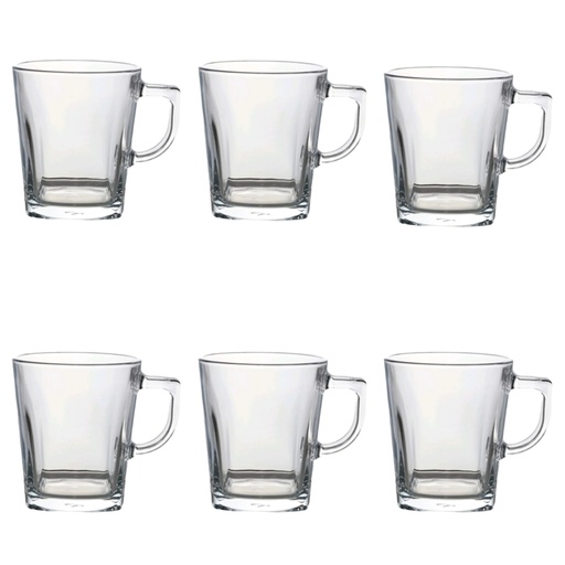 [GL1836] Carre Mug 6Pc 270ml Glass 55223