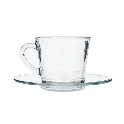 [GL1880] Cup And Saucer 190Cc Glass Basic 96693