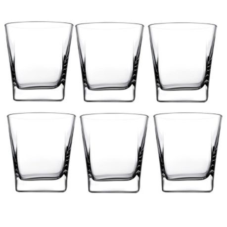 [GL1906] Carre Whiskey 6Pc 205ml Glass 41280