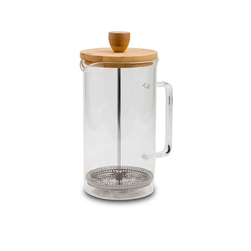 [GL1970] Coffee Plunger 1L Borosilicate Glass With Bamboo Lid Barista 10205