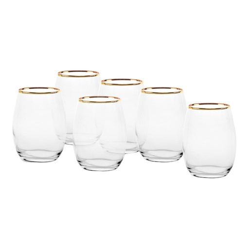 [GL1985] Tumbler 350Ml 6Pc Amber Gold Rim Golden Touch 420825