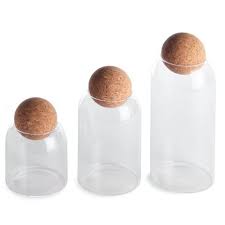[GL2190] Cannister 26Cm Borisilicate Glass With Cork Ball Lid 27155