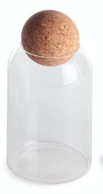 [GL2191] Cannister 21Cm Borisilicate Glass With Cork Ball Lid 27156