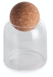 [GL2192] Cannister 17Cm Borisilicate Glass With Cork Ball Lid 27157