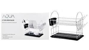 [KG1252] Dish Rack 50.8 W X 23.5 D X 36.7 H Cm 2T Chrome Aqua 29834