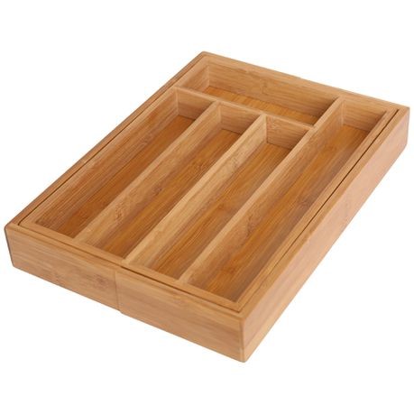 [KG1272] Cutlery Tray 34X29X5Cm 5 Division Expandable Bamboo 5500002017/21010