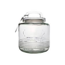 [ST213] Jar 4L Glass With Loop Handle Round Rings 26053