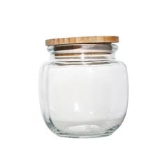 [ST225] Canister 1L Round Glass With Bamboo Lid 27252